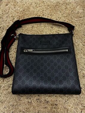 Authentic Gucci GG Black Messenger Bag